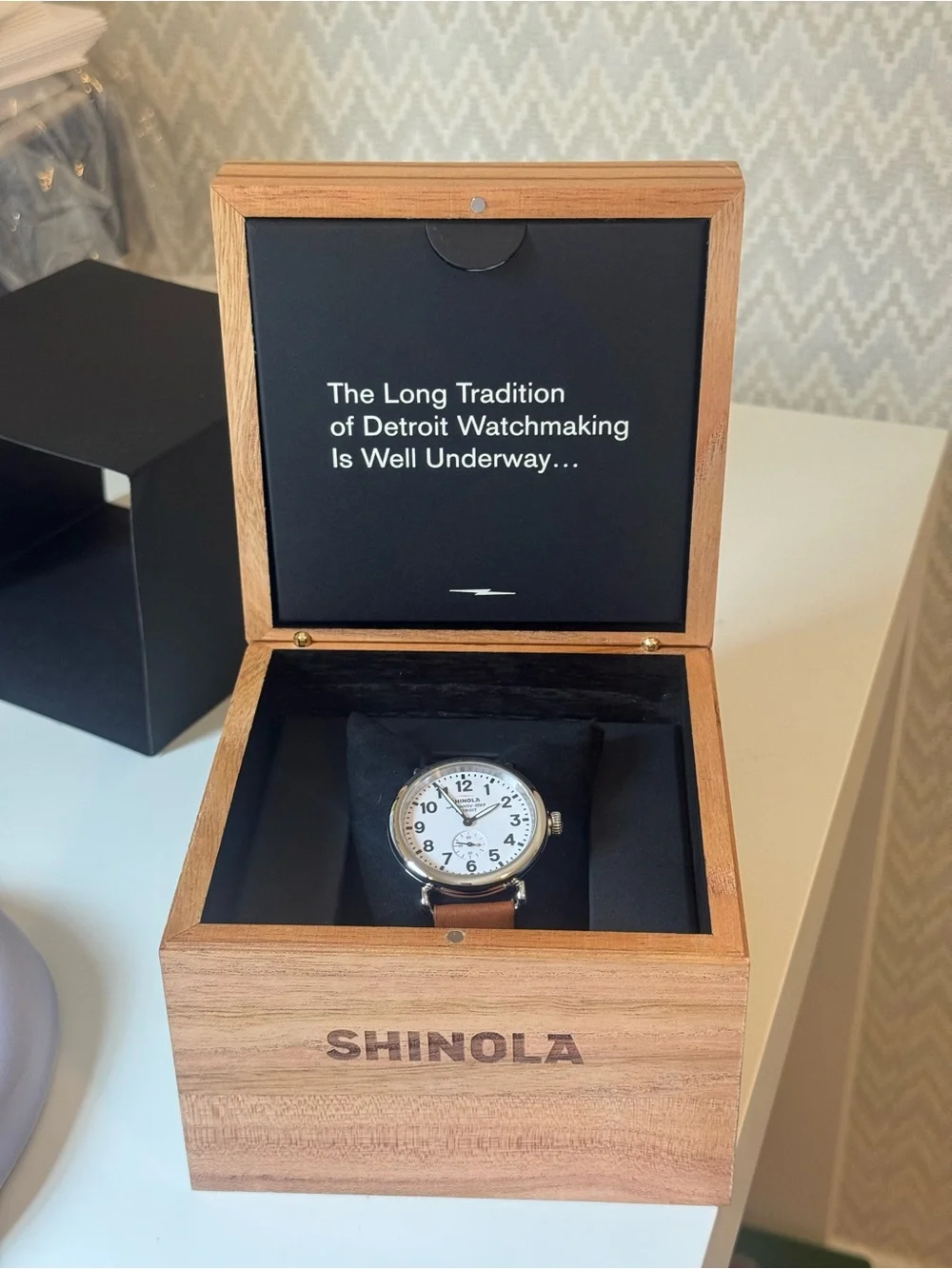 Shinola Men’s Runwell Watch — White Dial & Tan Leather Strap. NWT